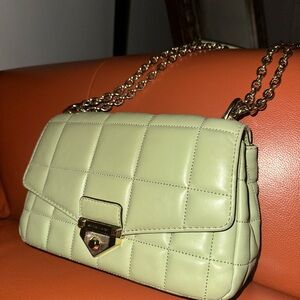 Michael Kors Light Green Quilted Shoulder Bag